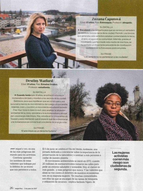 "Ecoguerreras", Mujer Hoy, 3 xuño 2017